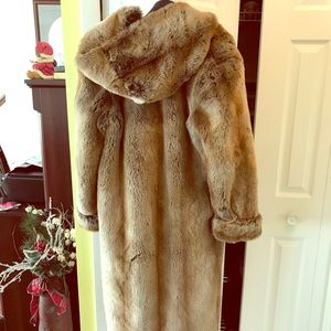 Full length faux fur coat, With hood